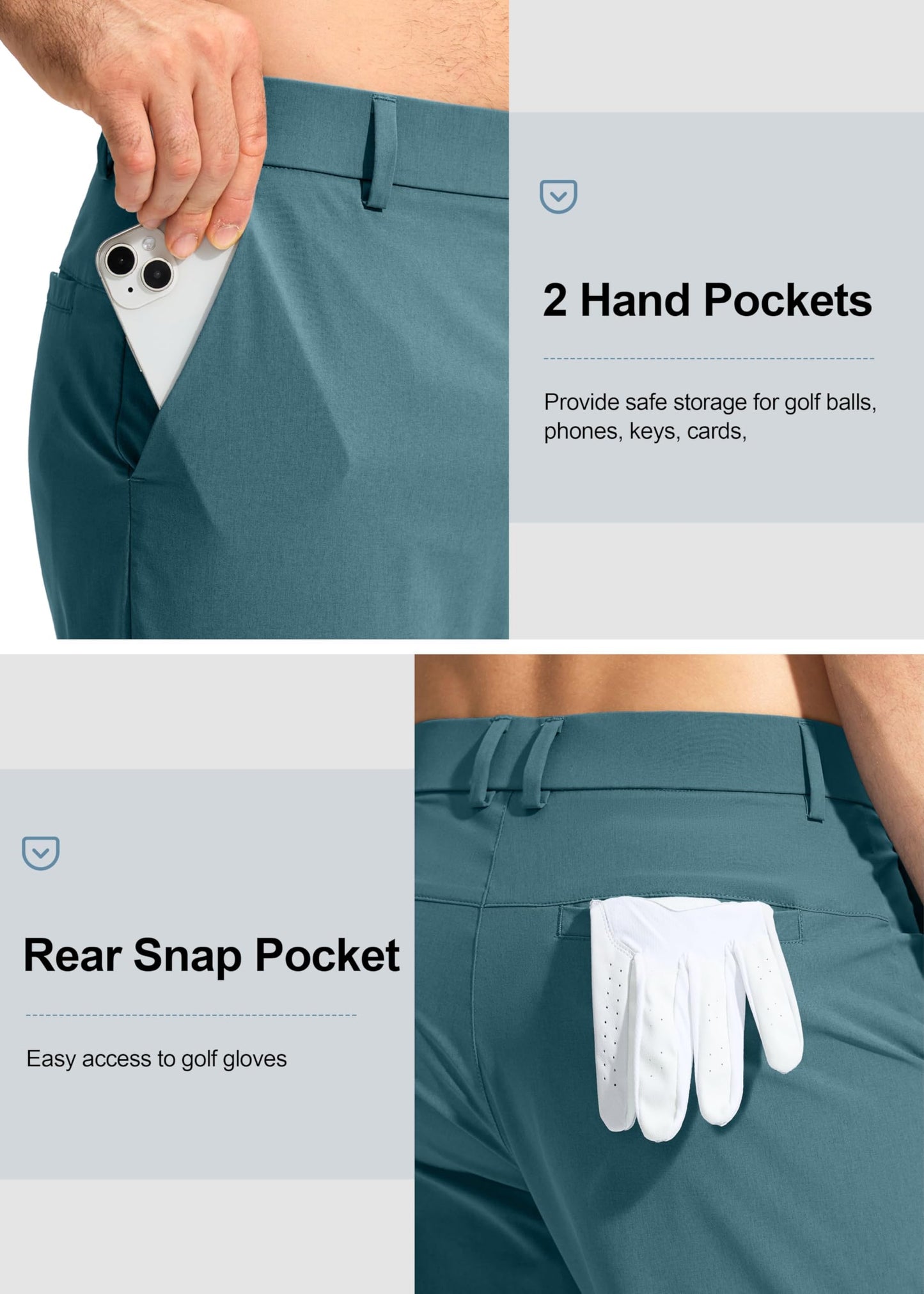 Pudolla Men's Golf Pants Stretch Work Pants for Men Dress Comfy Pants 34 Lightweight Quick Dry Casual Trousers(Vivid Blue 30Wx34L)
