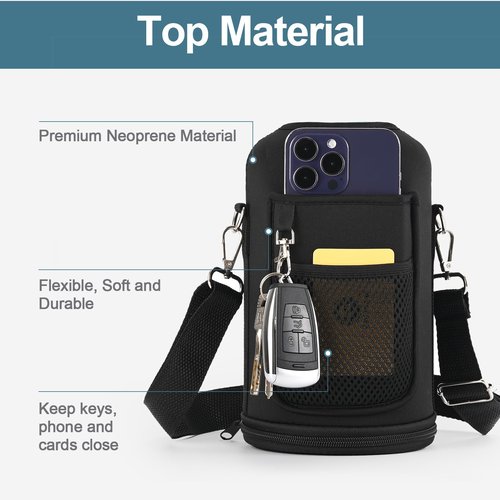 WixByti 64 oz Water Bottle Holder Carrier Bag Replacement - Accessory for Hydro Flask Wide Mouth Water Bottles - Crossbody with Adjustable Shoulder Strap