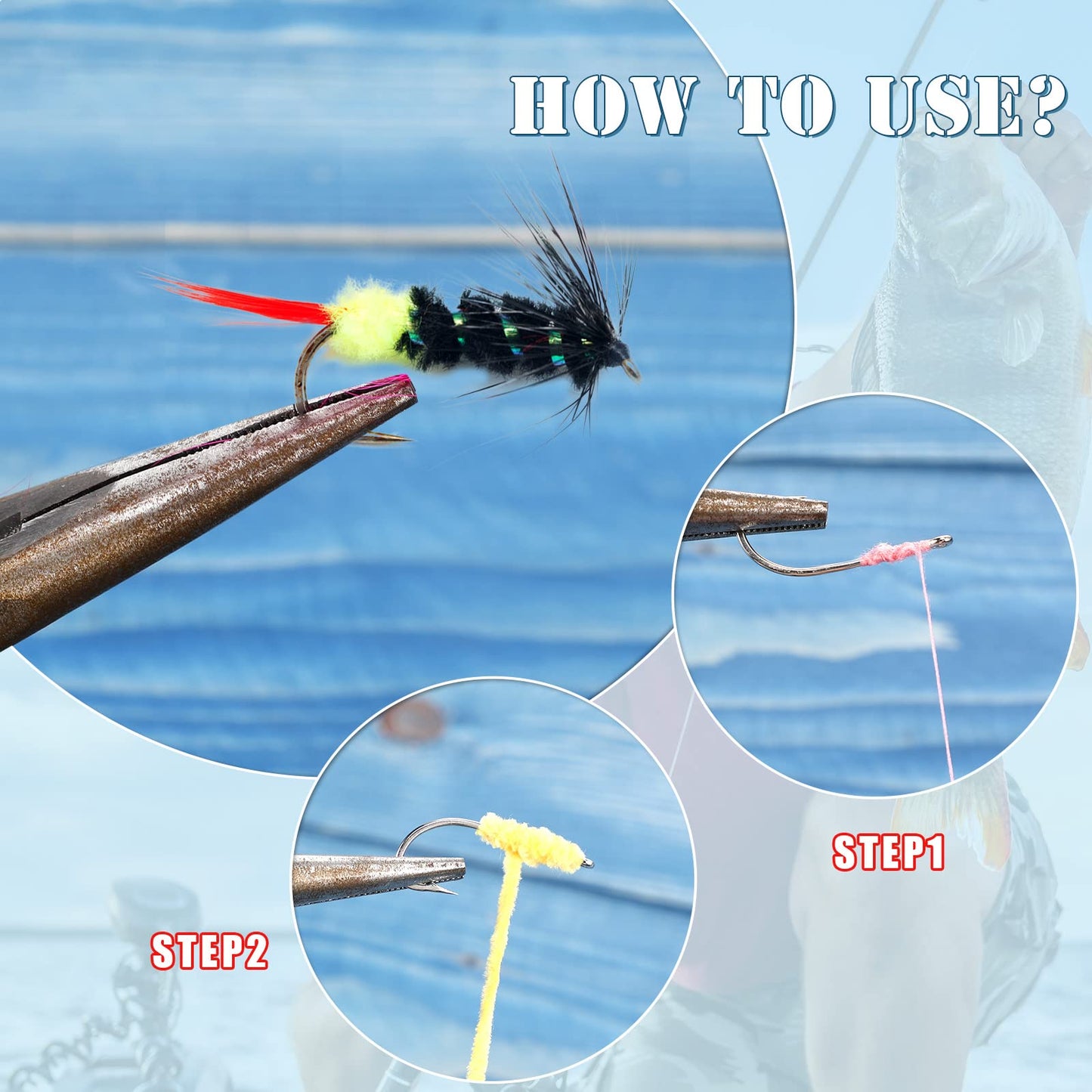 Gejoy 12 Pcs Chenille Fly Tying Materials 65.64 Yards Craft Tieing Fly Tying Chenille DIY Dry Fly Tying Thread for Nymph Woolly Bugger Flex Hackle Body Material, 12 Colors