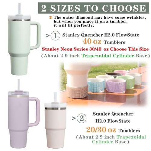 WORBSS Diamond Glitter Silicone Boot for Stanley Cup 40oz Tumbler for Simple Modern 30-40oz Trek Tumbler Accessories for 2.8-2.9 inch Trapezoidal Cylinder Base Water Bottles Bottom Anti-Slip Sleeve