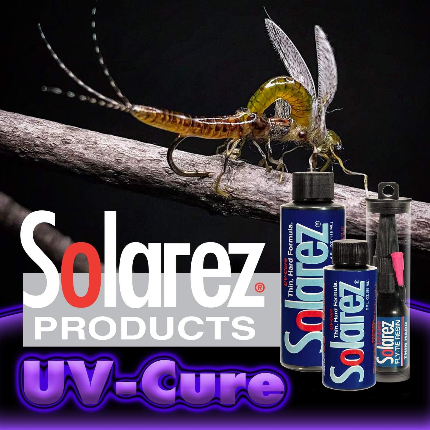 SOLAREZ Fly Tie UV Cure Resin Thin Hard Formula (0.5 oz Bottle) ~ Thin-Hard Fly Tying Cement, Fly Fishing Lures, Easily Build Durable Fly Heads and Bodies ~ Made in The USA