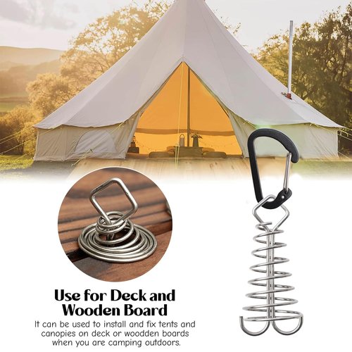 MOROBOR Black Deck Anchor Pegs, 10 PCS Windproof Aluminium Alloy Fish Bone Tent Stakes with Spring Buckle Portable Adjustable Octopus Wind Rope Anchor for Outdoor Camping(Square Top)