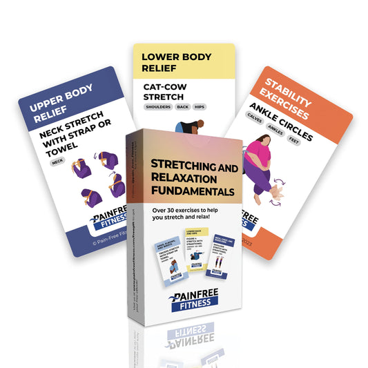 (30+ Cards) Gentle Stretch and Relaxation Flashcards, 3x5 in Tear-Proof, Bend-Proof flashcards I Perfect for Pain Relief, Yoga I Video QR Codes on Each Exercise Card
