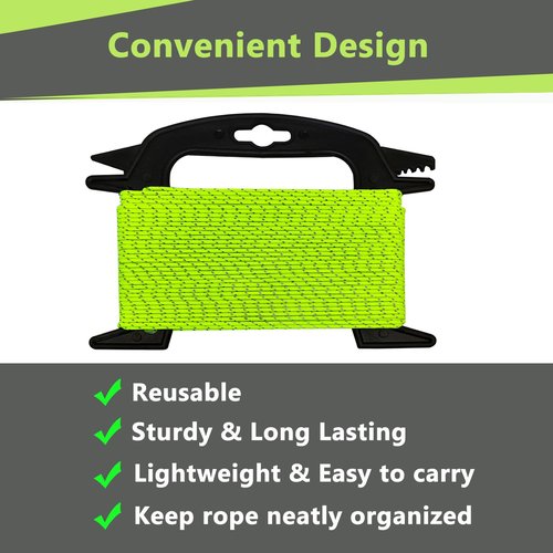 LUYADIN 2mm Reflective Guyline Camping Paracord, 65 Feet 240lb Ultralight Thin Cord Rope for Tarp Rain Fly Tent Camping (Green)