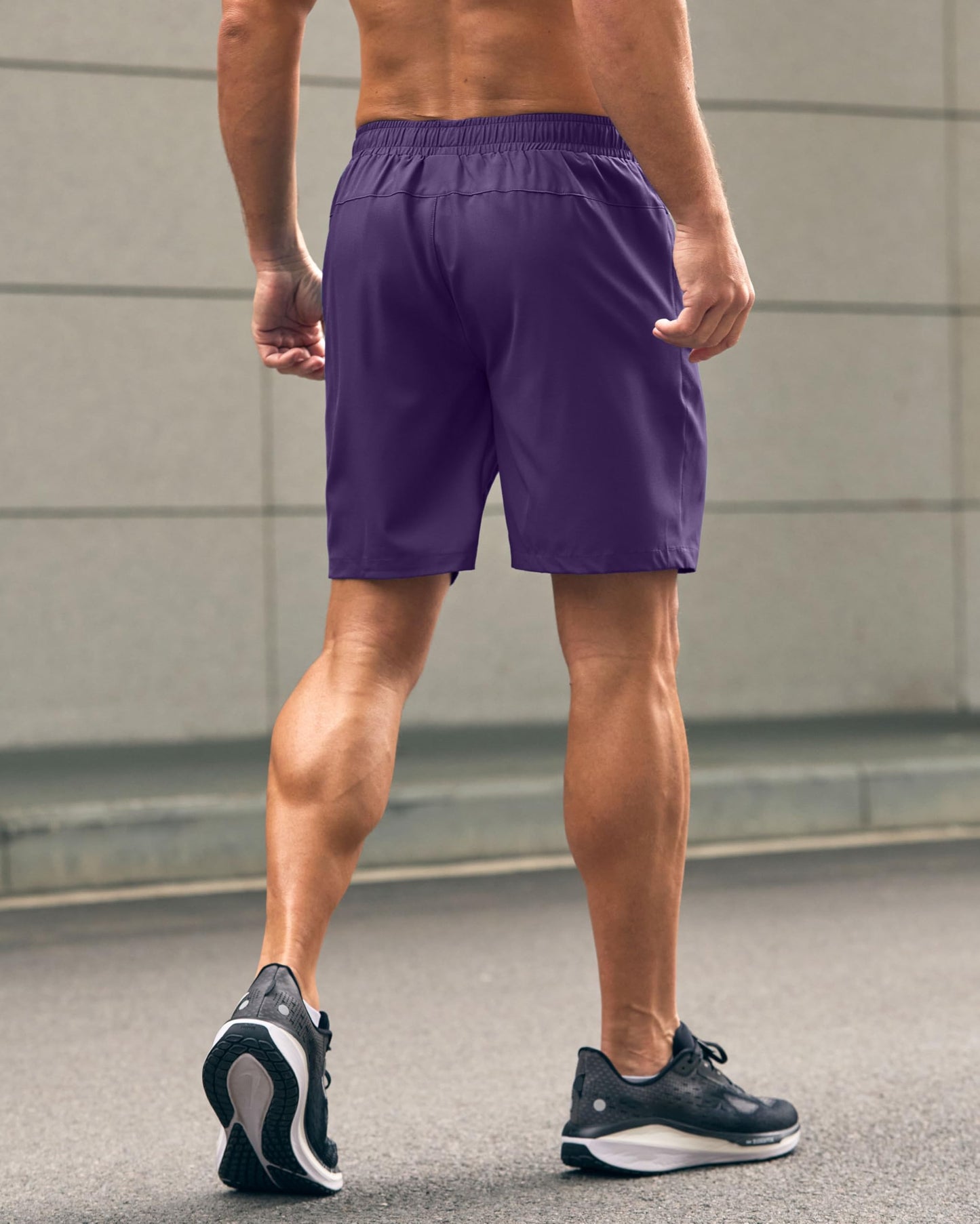 Men's Athletic Running Shorts with Zipper Pockets Quick Dry 7"/ 5"/ 9" Workout Gym Shorts for Basketball Hiking(Purple,7XXXL)