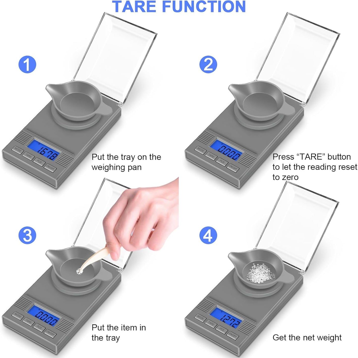 Fuzion Milligram Scale 50g/ 0.001g, Portable mg Scale with LCD Backlit, Tare, Digital Jewelry Scale, Microgram Scale for Powder, Gold, Gem, Reloading, Batteries Included