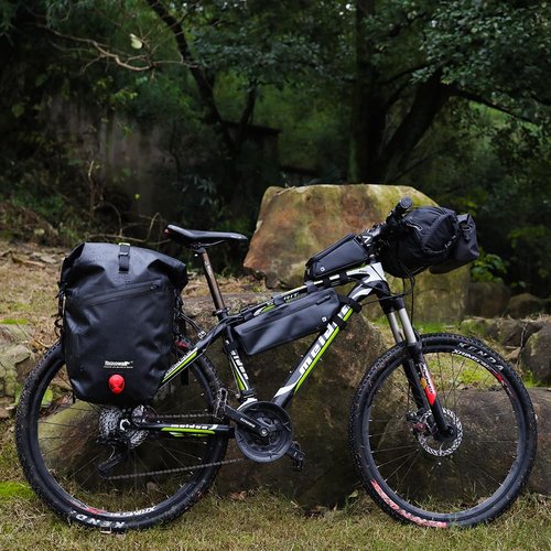 Rhinowalk Bike Bag Waterproof Bike Pannier Bag 27L for Bicycle Cargo Rack Saddle Bag Shoulder Bag Laptop Pannier Rack Bicycle Bag Professional Cycling Accessories-Black