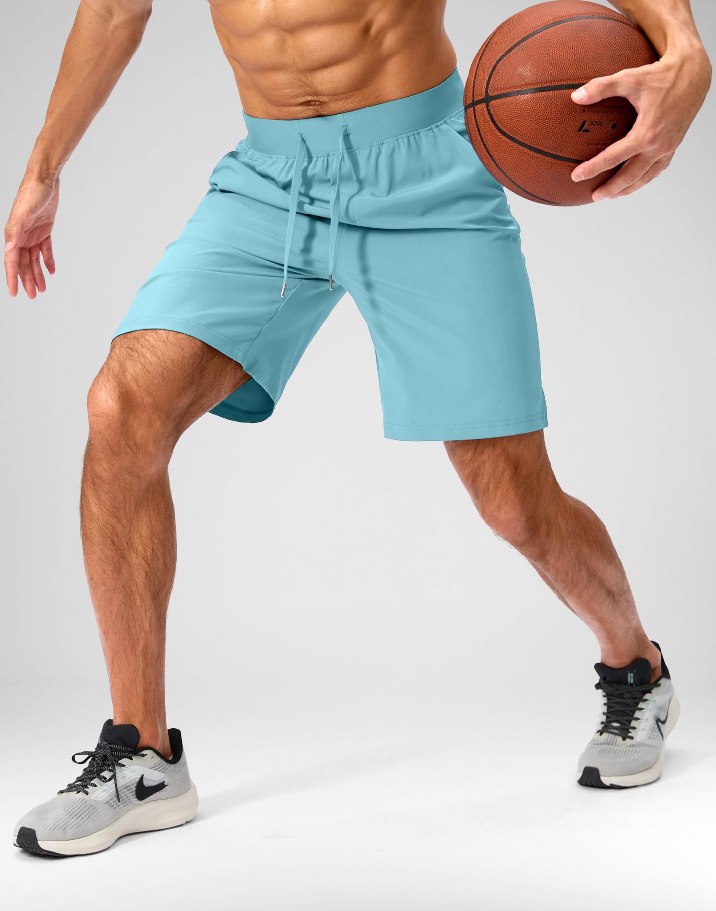 Soothfeel Men's Running Shorts with Zipper Pockets 9 Inch Lightweight Quick Dry Gym Sports Athletic Workout Basketball Shorts for Men (Hot Pink, M)