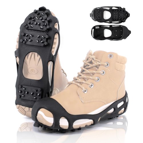 Xproutdoor Ice Cleats Snow Grips, Crampons Anti-Slip Traction Lightweight Portable for Walking on Snow & Ice, Easy Step-in for Shoes/Boots
