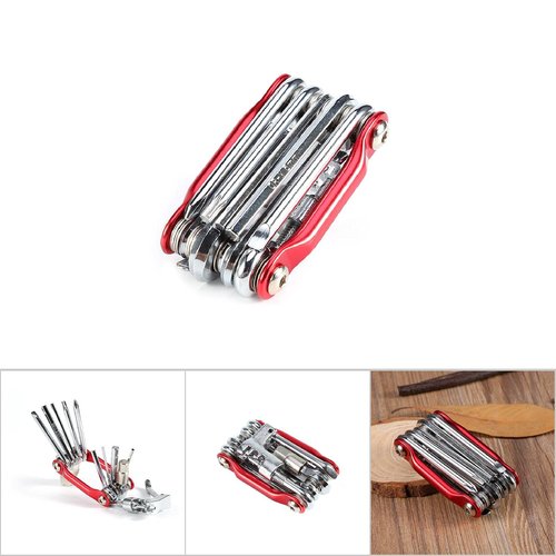 Yunir Bike Repair Tool Kit, 11 In 1 Portable Multi Function Bicycle Accessories with Chain Clamps, Firm Wrench, Screwdriver, Straight Screwdriver, Hex Key Wrench, Yunircg8xwq49e1
