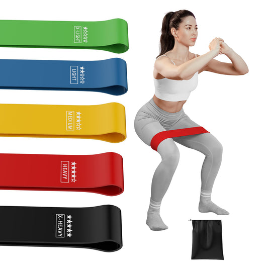 THAILE Resistance Bands, Mini Loop Bands Exercise Workout Bands for Women Elastic Bands for Whole Body Fitness Booty Leg Stretching Physical Therapy Strength Training (5-Color)