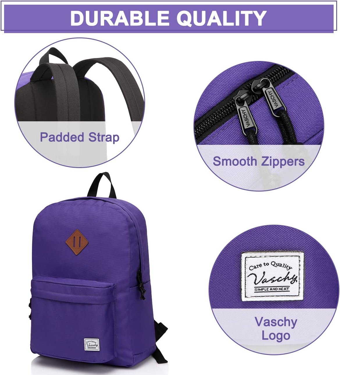 VASCHY Backpacks Handbags, Lavender, M