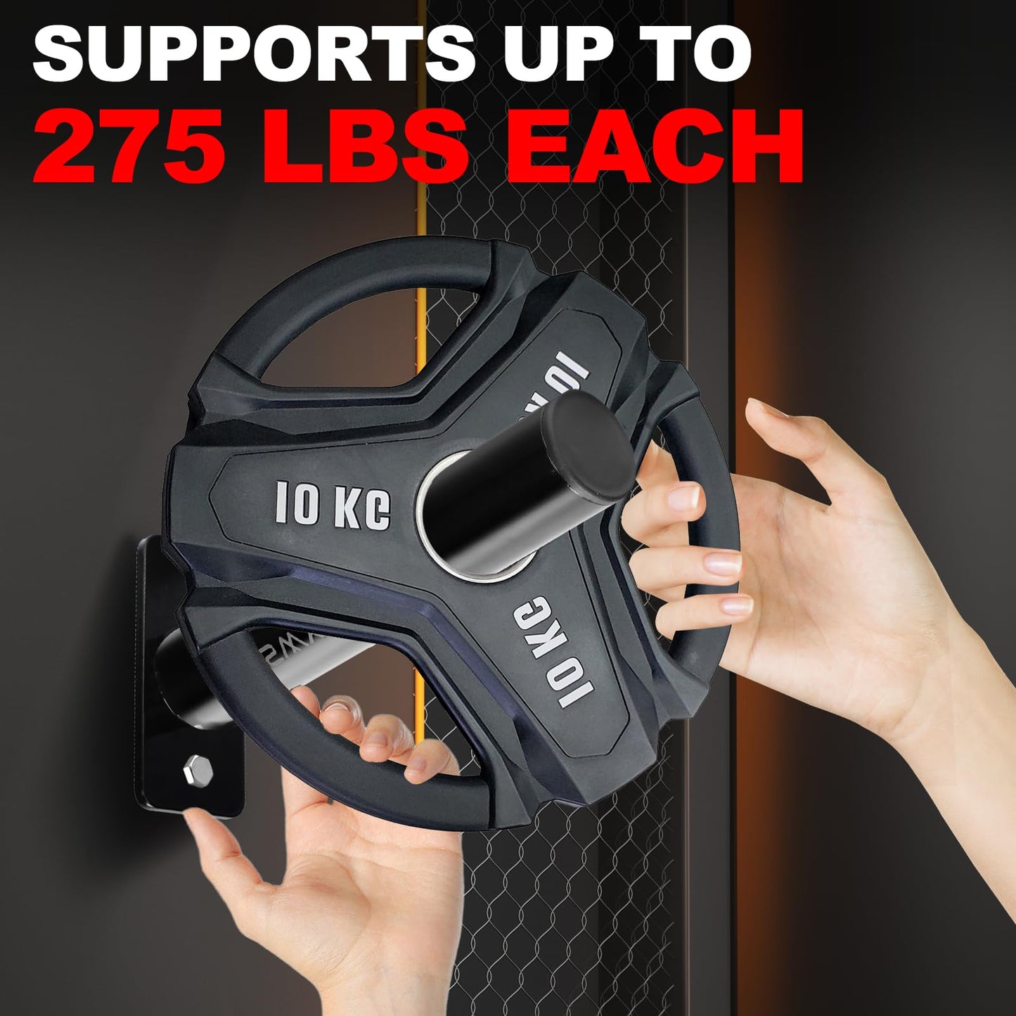 ANOSWXG Wall-Mounted Strength Training Plate Storage Rack – Heavy Duty 2” Weight Plate Holder with Foam Padding, Bumper Plate Storage for Home Gym, Garage, and Power Rack (Black-2pis)