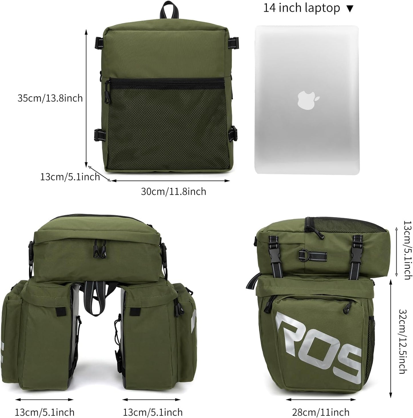 Roswheel Bike Bag Accessories Panniers for Bicycle Rear Rack Bag 50L Waterproof Mountain Electric Bike Saddle Bags for Cycling Traveling Commuting
