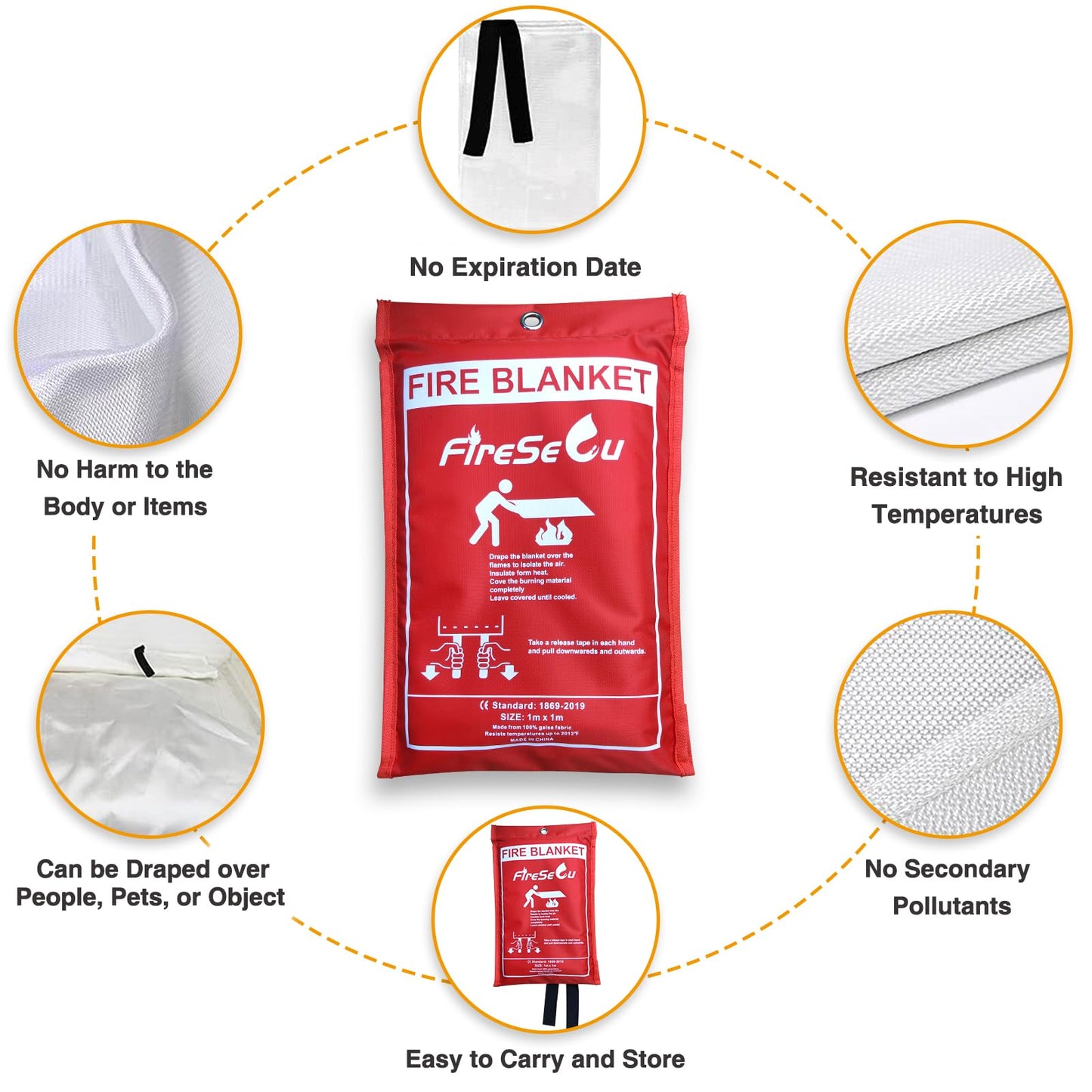 Fire Blanket，Fire Blankets Emergency For Home 4 Pack， 40” x 40” Emergency Fire Blanket，Fire Blanket For Home And kitchen， Fiberglass Fire Blanket