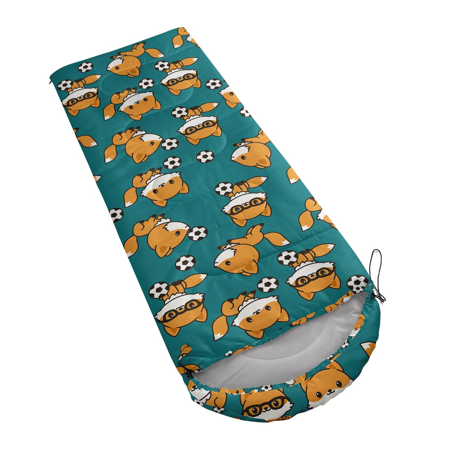 AILONEN Sleeping Bag Fox Print Blue Sleep Bag 3 Season Warm & Cold Weather Boys Girls Travel Camping Outdoor Lightweight & Waterproof Comfortable Sleeping Bag with Compact Carrying Bag