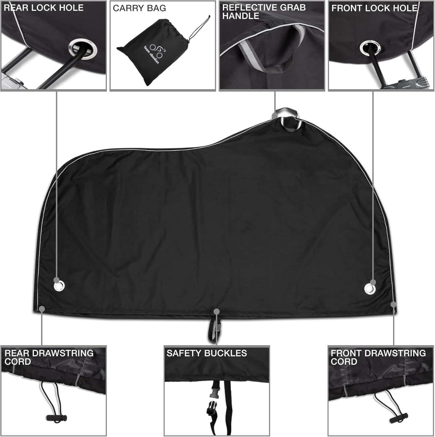 TeamObsidian Bike Cover - Waterproof Outdoor & Indoor Bicycle Storage For 1 to 3 Bikes - Heavy Duty Ripstop 210D Tent Material - Stationary Electric Bike Protection for All Seasons