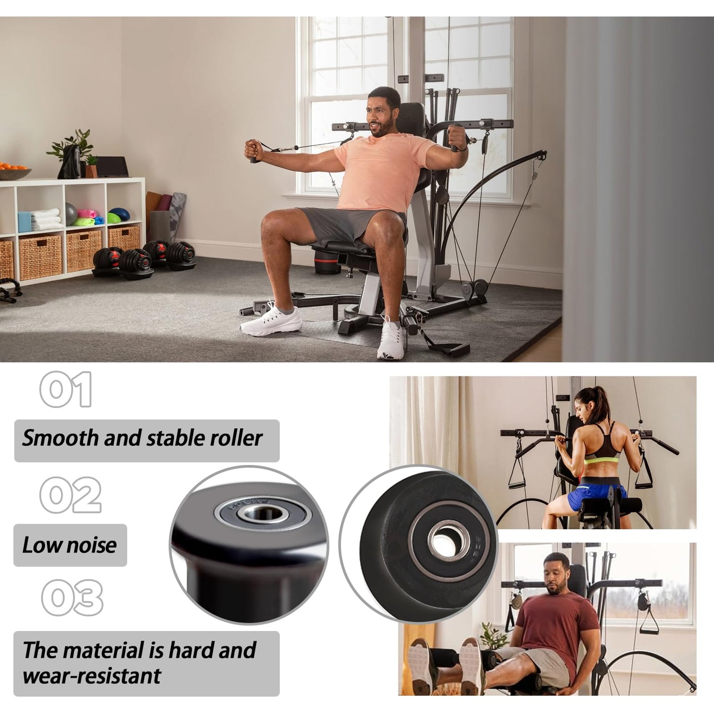 7Pcs Sliding Seat Bracket Rollers Compatible with Home Gym Rolling Seats for Bowflex Series Models(for Blaze, Classic, Elite, Motivator2, Pr1000, Sport, Conquest, Ultimate2, Schwinn Comp, Revolution)