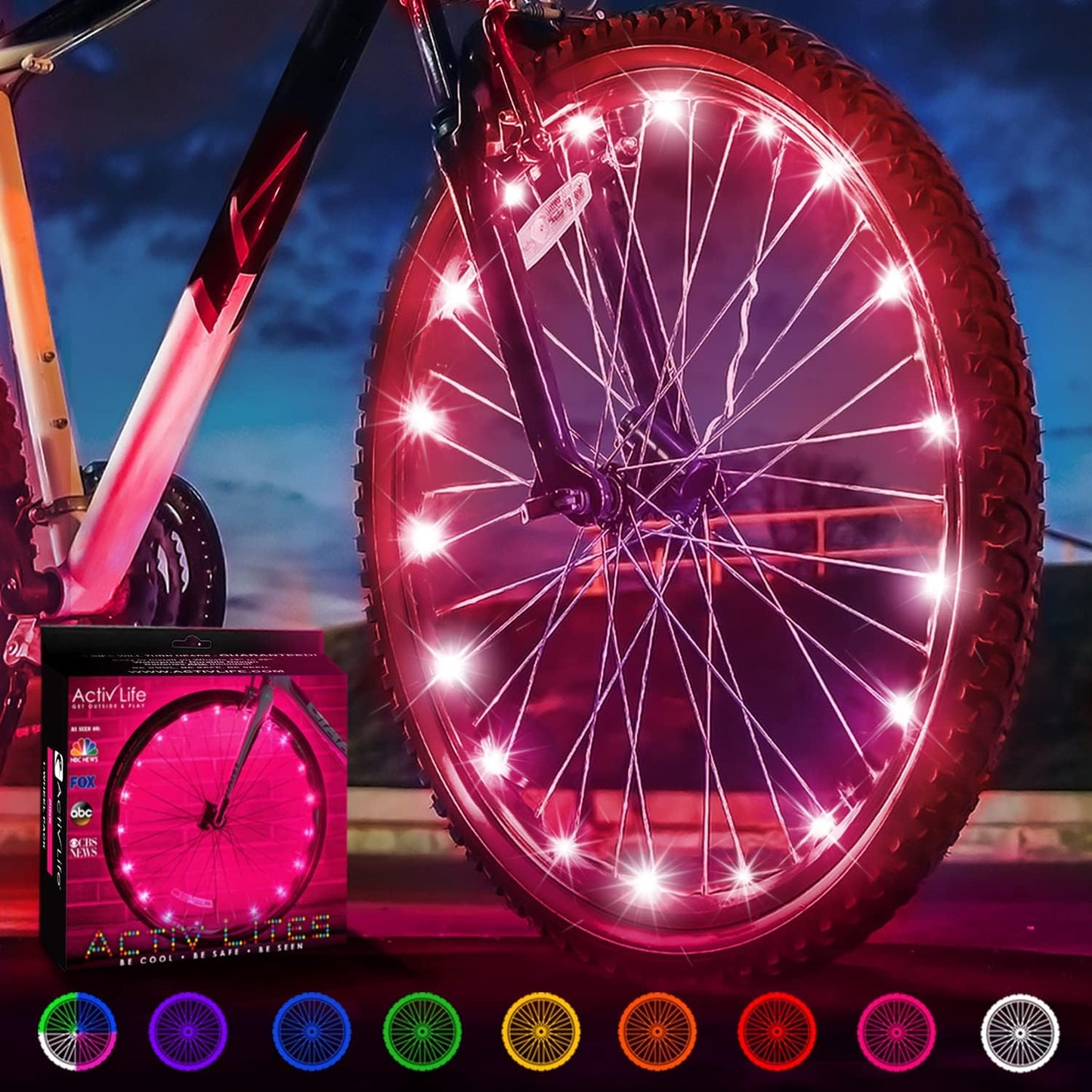 Activ Life LED Bike Wheel Lights with Batteries Included, Get 100% Brighter and Visible from All Angles for Ultimate Safety & Style (1 Tire Pack, Multicolor)