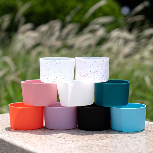Cafezi 4 Pack Anti-Slip Silicone Boot for Tumblers, Protector Sleeve Cover Boots Accessories for Water Bottle, Fit 30/40/50 oz Tumblers, Dishwasher Safe, BPA-Free, Coral Orange