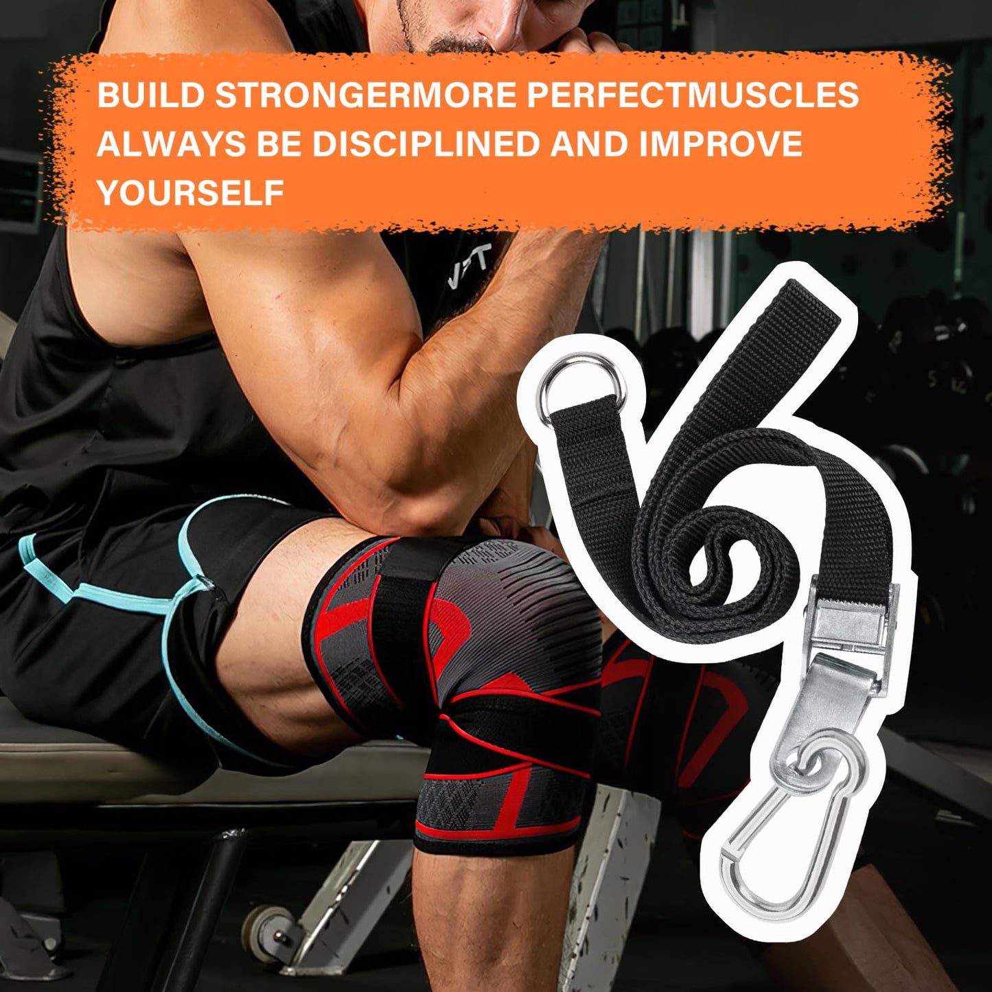 42'' Adjustable Squat Straps Compatible With Bowflex Xtreme 2 SE Home Gym Accessories, Squat Bar Lat Tower Straps Attachment Also Fit for Most Home Gym Cable Extensions