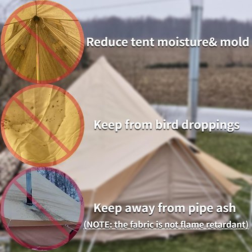 DANCHEL OUTDOOR 4 Season Canvas Yurt Tent with Waterproof Rain Fly Cover for 4 Person Bell Tent Camping, 4m/13ft Khaki