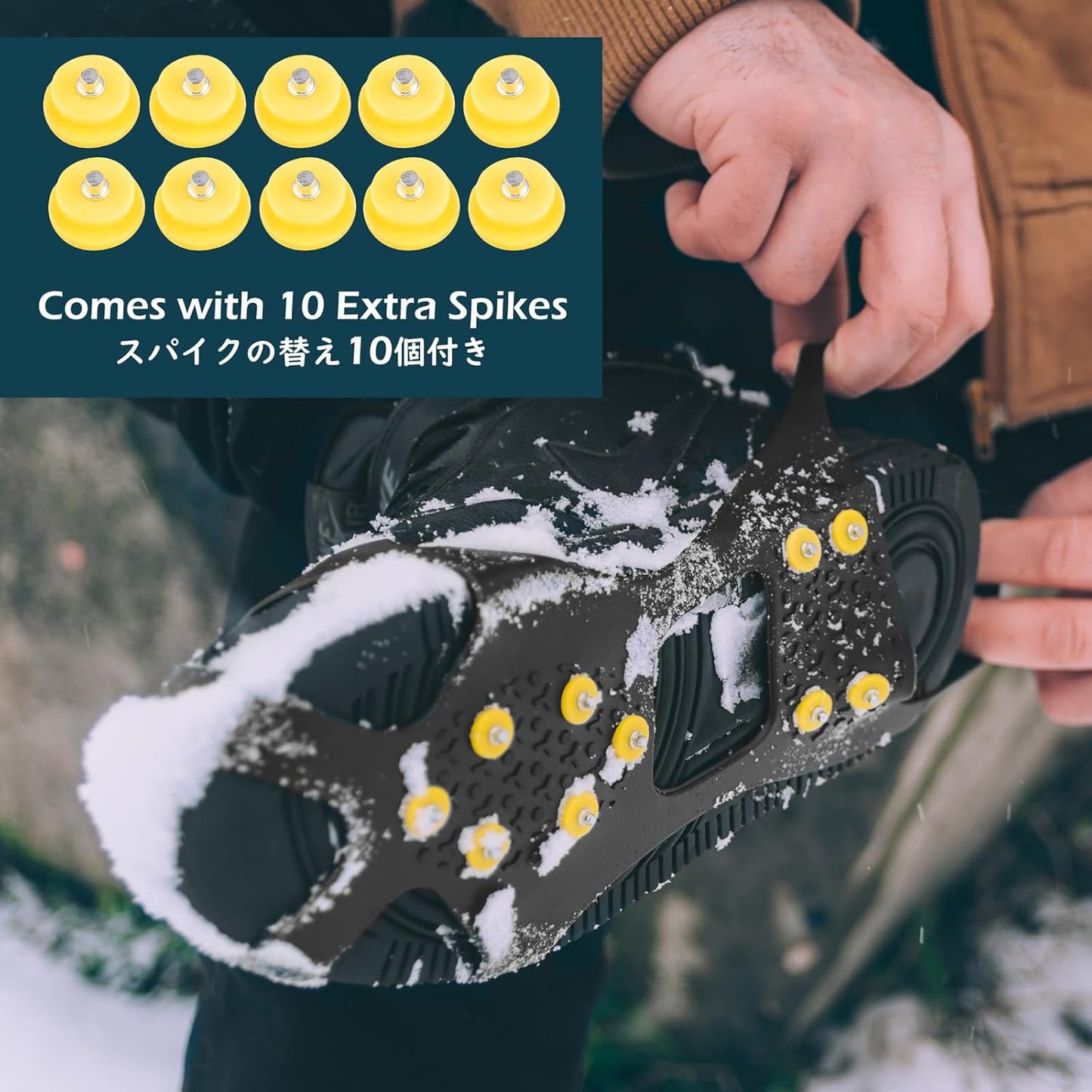 TRIWONDER Ice Cleats for Shoes and Boots 10-Stud Anti Slip Ice Grips Snow Crampons Traction Cleats Hiking Fishing Walking Gear