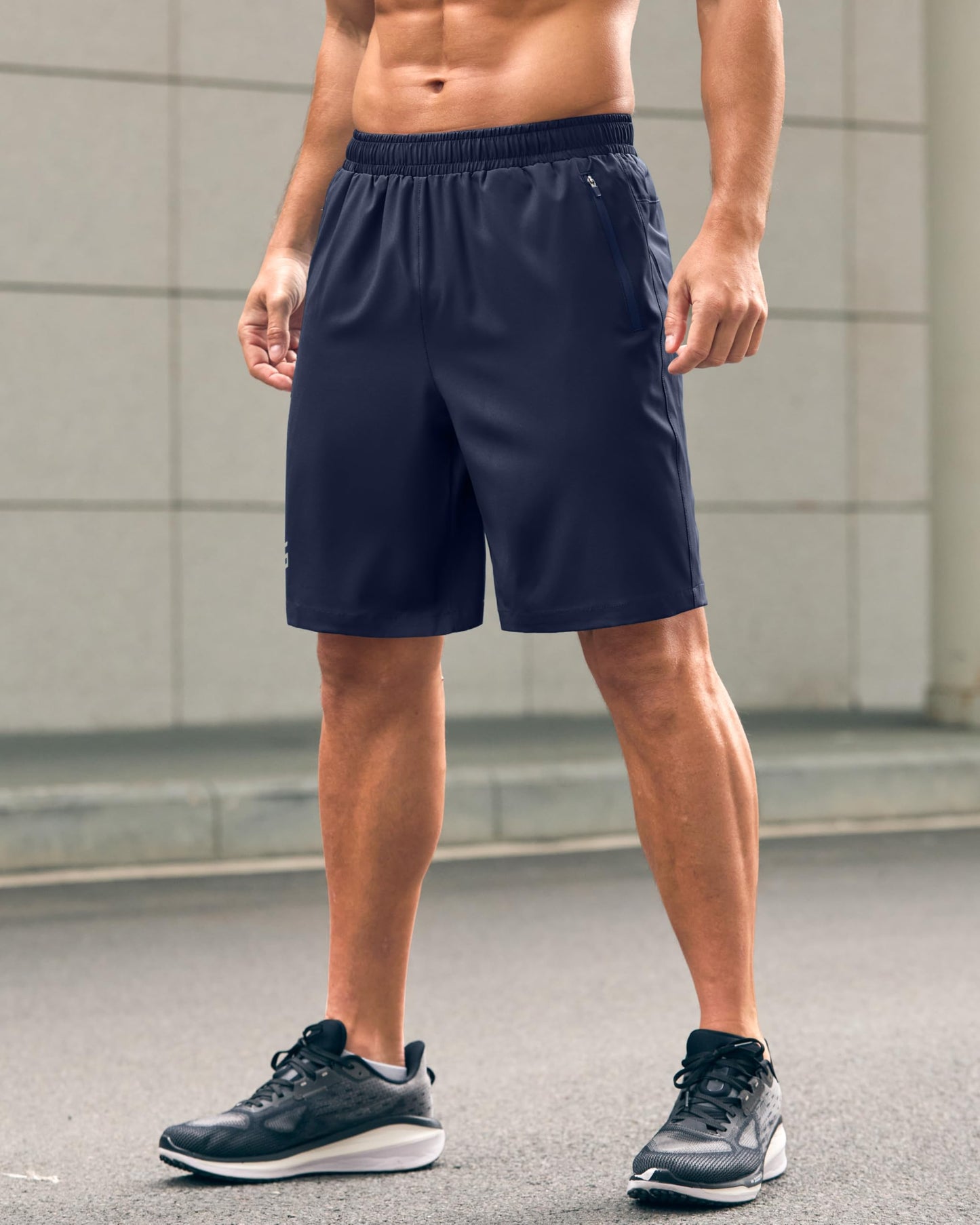 G Gradual Men's Athletic Running Shorts with Zipper Pockets Quick Dry 7"/ 5"/ 9" Workout Gym Shorts for Basketball Hiking(Navy,9M)