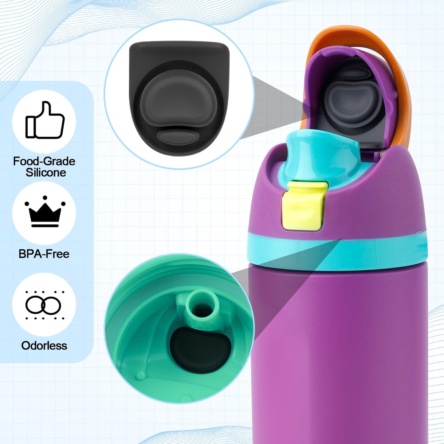 9pcs Water Bottle Replacement Parts Compatible with Owala FreeSip, Water Bottle Seal O Ring & Replacement Stopper for Owala 16/19/24/25/32/40oz Gasket Plug Lid Accessories BPA-Free