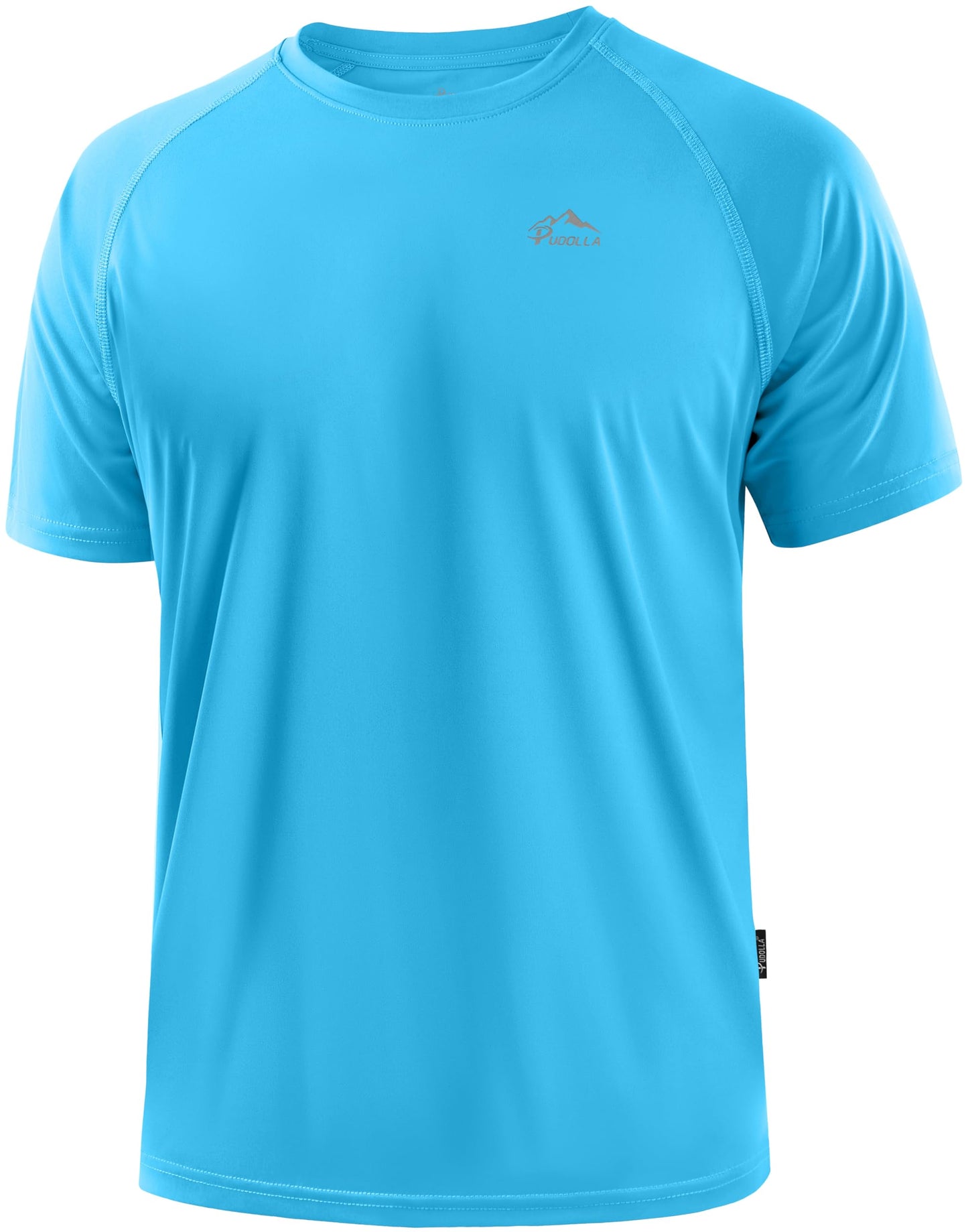 Pudolla Men's Rashguard Swim Shirts Short Sleeve UPF 50+ Sun Protection SPF Quick Dry Water Shirt(Sky Blue M)