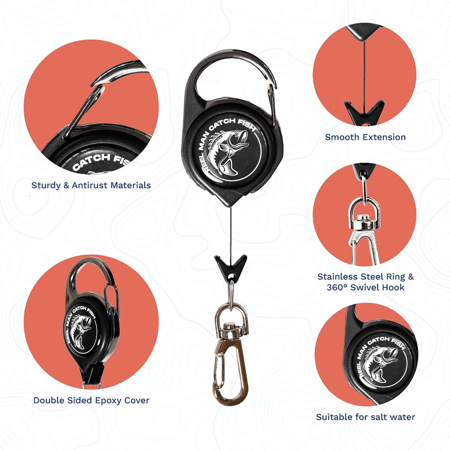 HOOK-EZE Fly Fishing Zinger Retractor for Anglers Vest, Pack of 3 - Fishing Gear and Equipment for Nippers, Forceps, Fly Float Ant, Belt Loops & Backpack