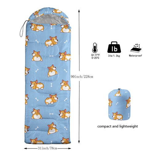 Smell Sunshine Kids Sleeping Bag for Boys Girls,Cute Puppy Print-Lightweight Warm Portable Outdoor Indoor-Waterproof Cold Weather Resistant Sleeping Bag for Camping Hiking(Puppy)