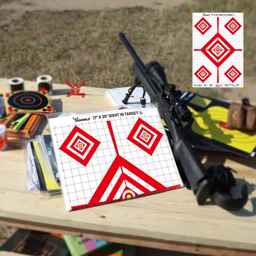 Highwild Sight in Shooting Range Paper Target - 17X25 Inches - Suitable for Handguns, Rifles, Airguns, BB Guns (25 Pack)