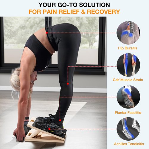TEMI Slant Board for Calf-Stretching - Wooden Incline Wedge Stretcher for Squats, Foot & Ankle Mobility, Portable Fitness Equipment, Balance Block for Heel Stretch, Knees Over Toes Training