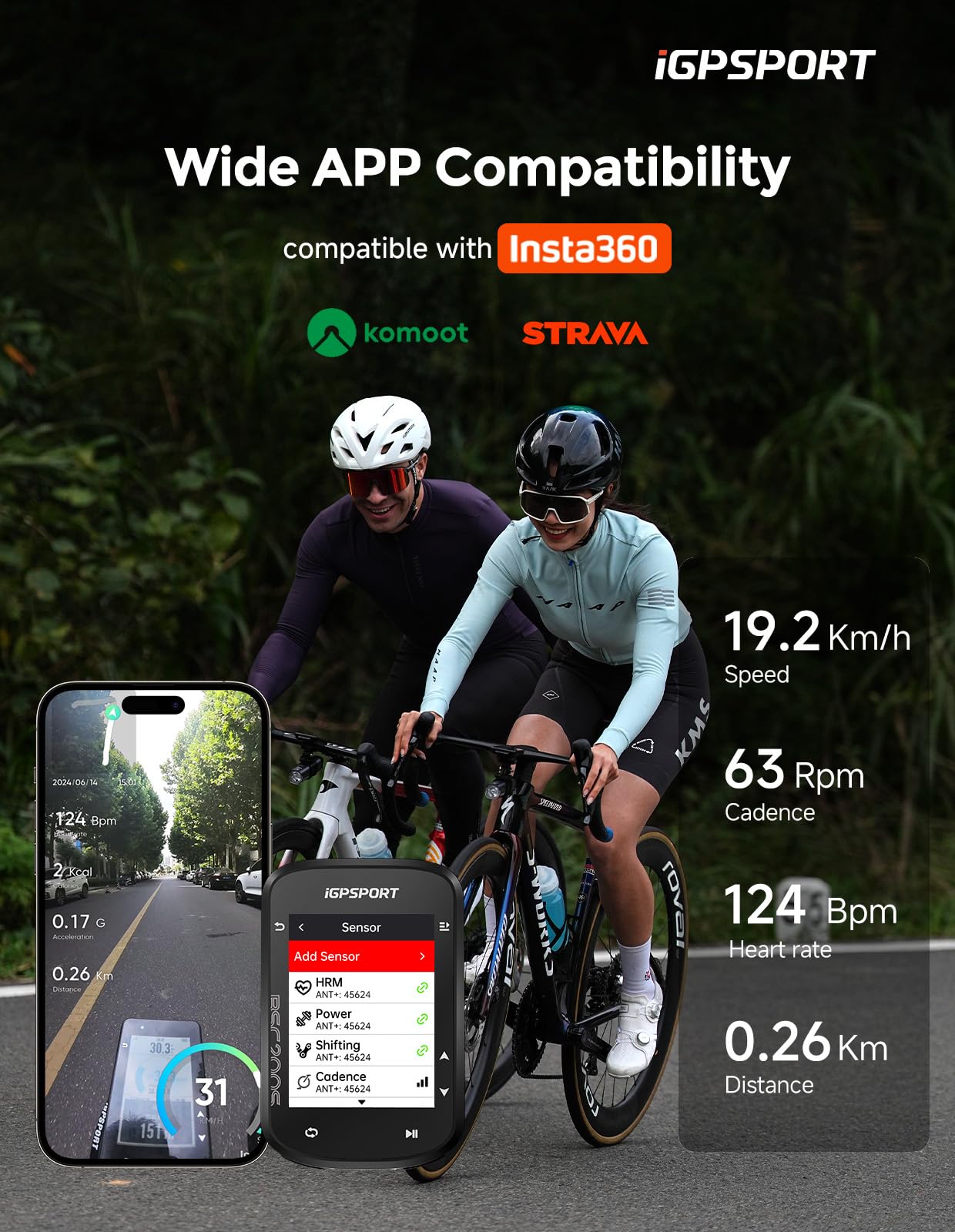 iGPSPORT BSC200S GPS Bike Computer, Wireless Route Navigation 2.4'' Screen Bluetooth ANT+ Cycle Computer IPX7 Waterproof (BSC200S)
