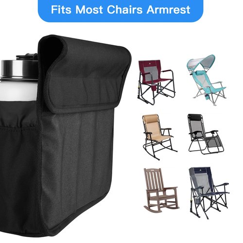 Xxerciz Beach Chair Cup Holder, Camping Chair Armrest Drink Organizer with Easily Attached Hook and Loop Strap, Universal Chair Accessory for Water Bottle, Sunglasses, Phone, Tablet, etc.