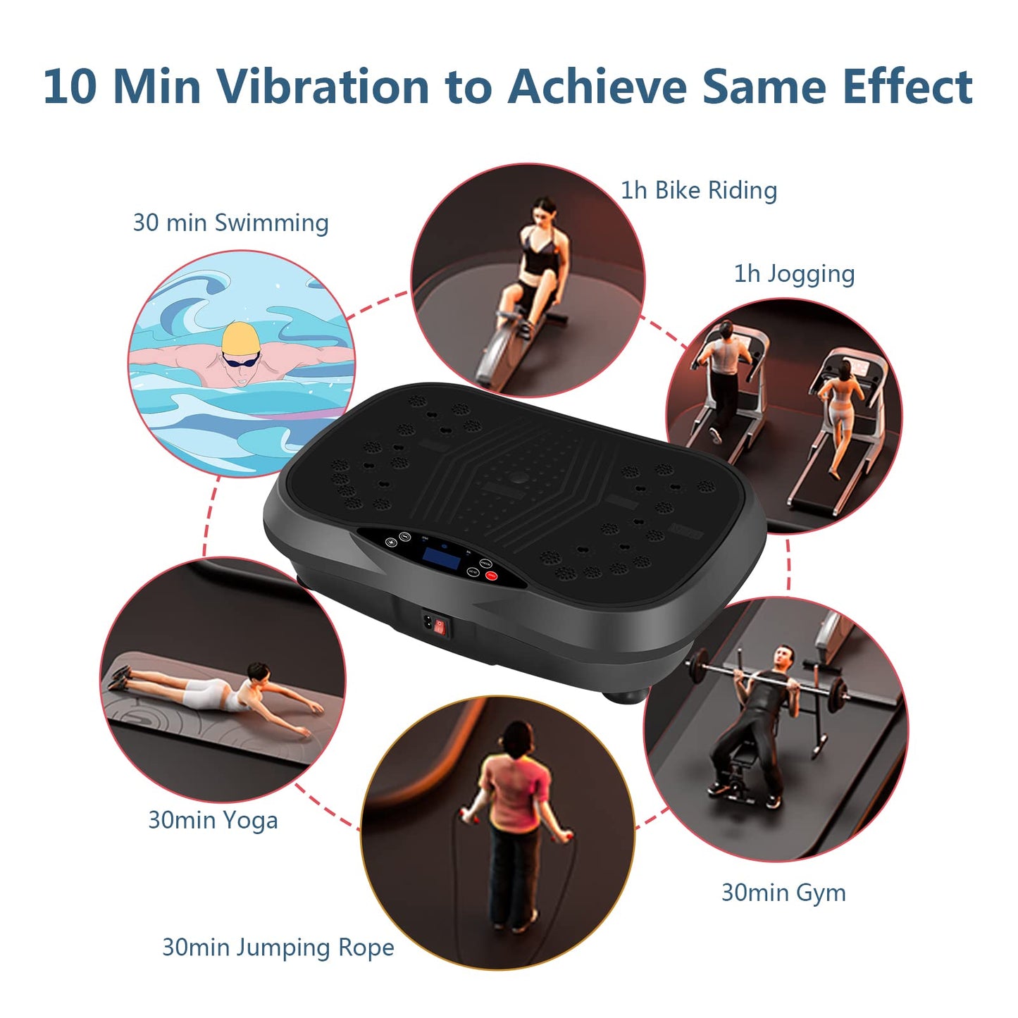 YOKELE Vibration Plate Exercise Machine - Whole Body Fitness Vibration Platform - Home Training Equipment for Recovery & Wellness & Weight Loss + Resistance Bands + Remote (Black)