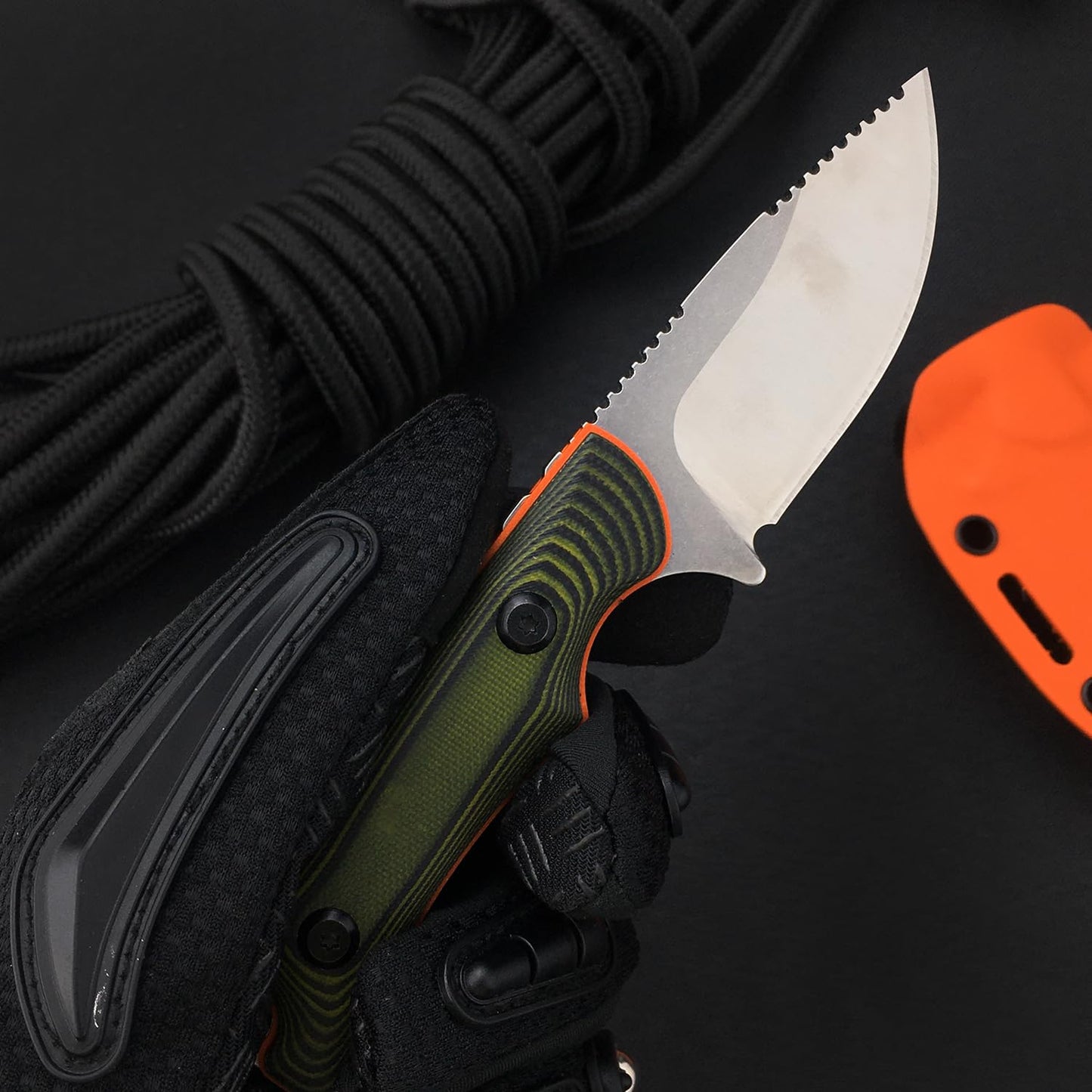 6.3 Inches Fixed Blade Knife with Kydex Sheath, 8Cr13Mov Blade, Full Tang G10 Handle, EDC Camping Hunting Knife for Men