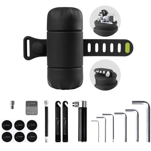 BONE Bike Portable Tool Kit, 14-in-1 Bicycle Repair Capsule, Scratch-Free & Waterproof Silicone Bag for Emergency Maintenance, Cycling accessory with Tire Pump & Wrench for Camping & Travel