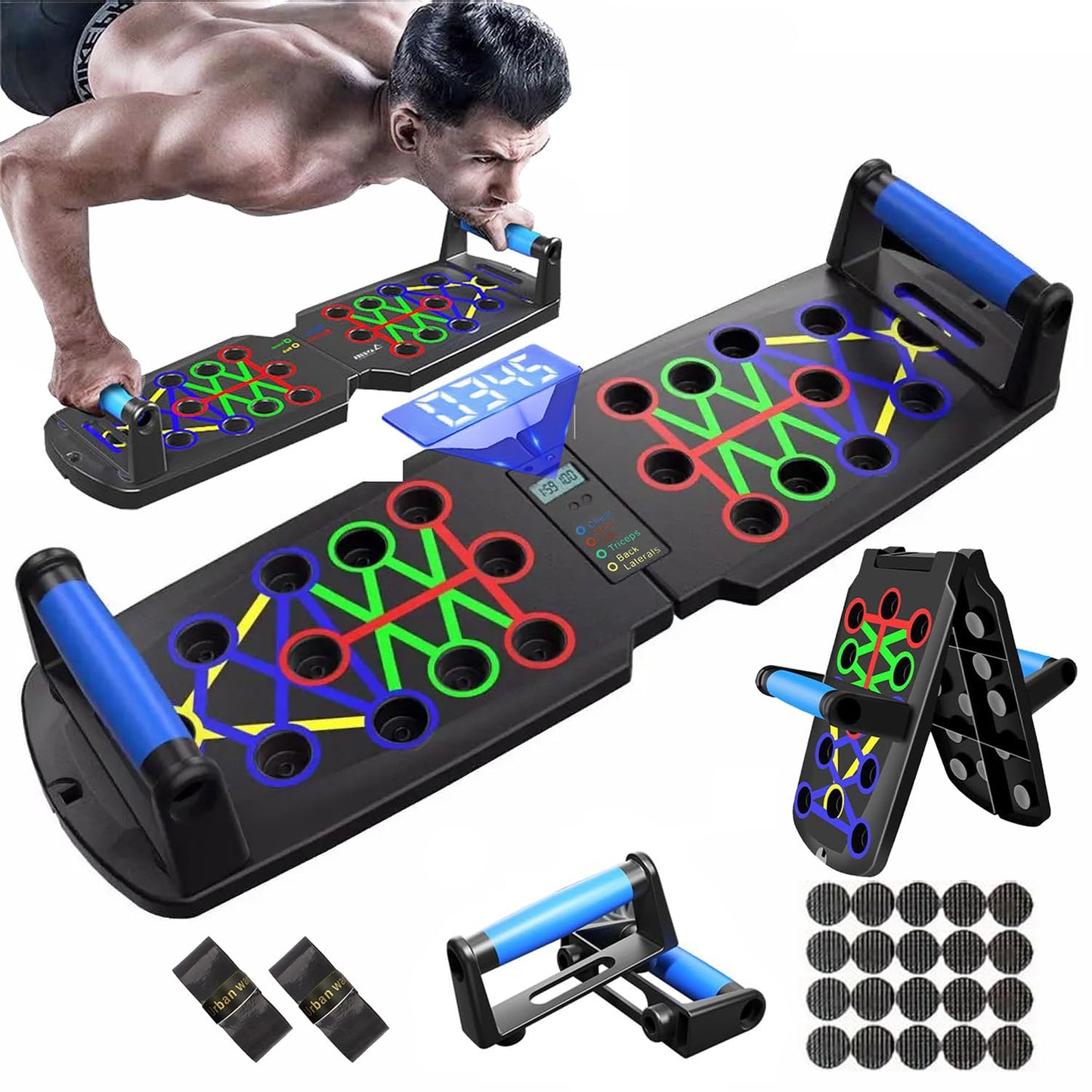 FumyFumy Push Up Board for Men, Push Up Bar at Home Workout Equipment, Pushup Handles Home Gym Exercise Fitness Equipment Portable Foldable with Counter and Wrist guards