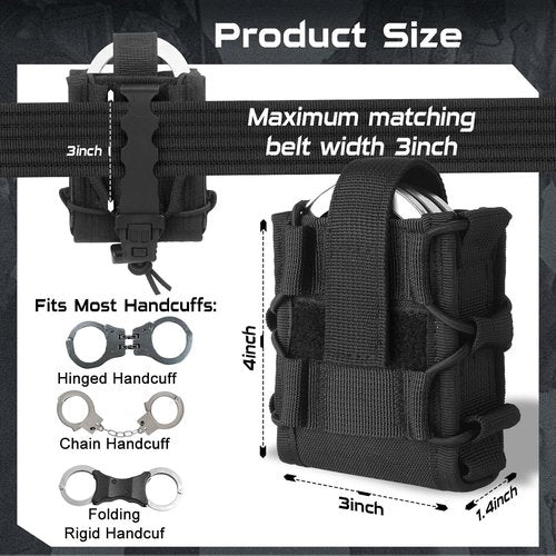 Molle Handcuff Pouch,Molle Handcuff Case for Duty Belt Vest,Adjustable Tightness to Fit Asp/Hinged/Chain/Folding Rigid Hand Cuff,Law Enforcement Accessories