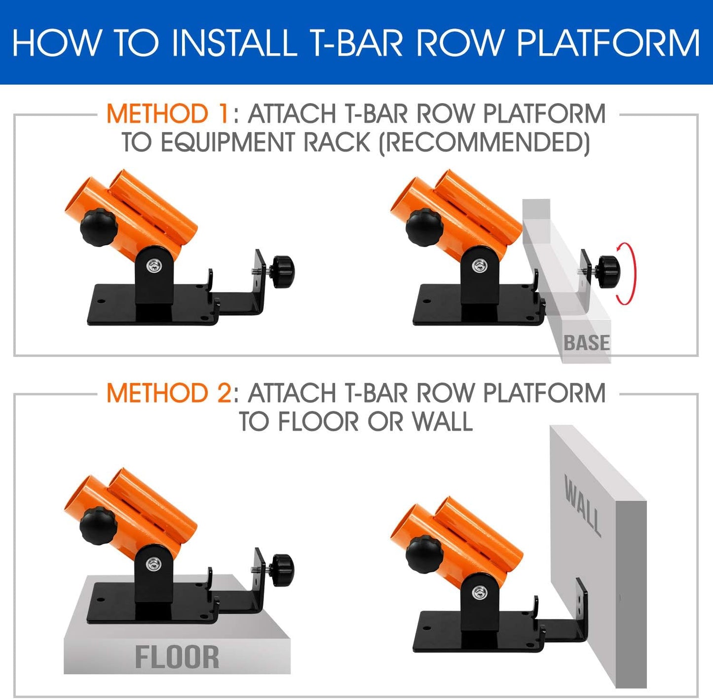 Yes4All T-Bar Row Platform with 360° Swivel – Fits 1” & 2” Olympic Bars – Easy Install