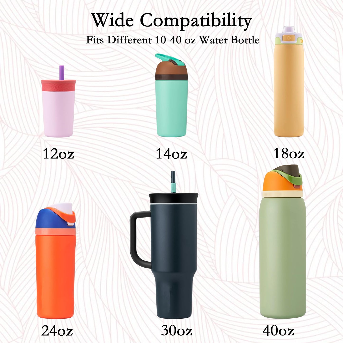 Bigwaves Bottle Silicone Handle Strap,Compatible Owala Freesip Water Bottle - Fits 16oz to 40oz, Water Bottle Carrier Grip Accessories for Running Bike, Gym Or Jogging (with Flower, Blue)