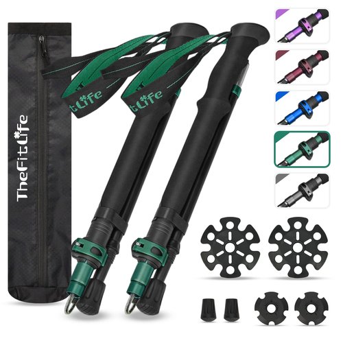 TheFitLife Anti Shock Trekking Poles + Folding Poles Aluminum