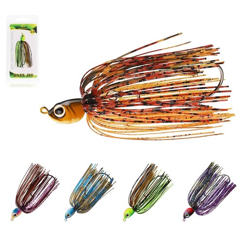 LUCKYFISHING Bass Jigs Swinging Swim Jigs for Bass Fishing Jigs Weedless Fishing Lures for Bass Pike Walleye Muskie Swinging Bass Jigs-3/8oz(10g)-3/0-5pcs