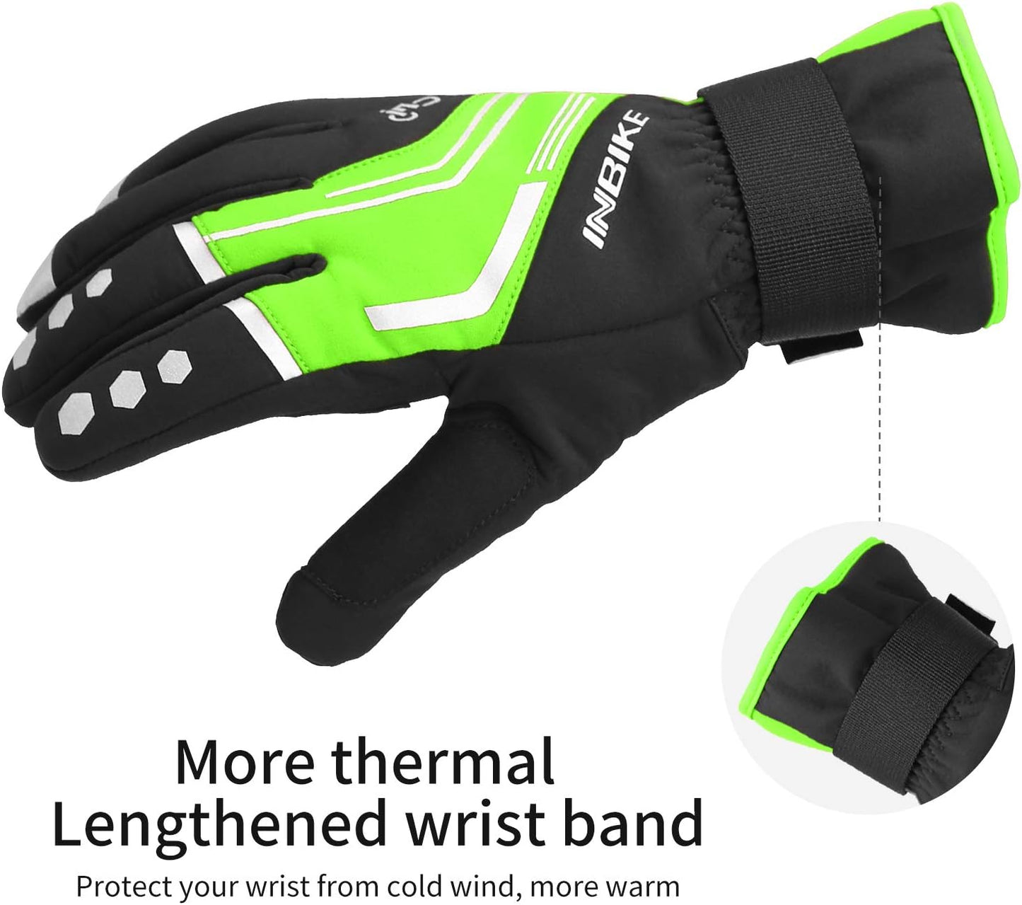 INBIKE Cycling Gloves for Men Winter Windproof Reflective Thermal Gel Pads Touch Screen