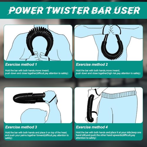 Power Twister Bar (44LB) – Arm & Forearm Workout Equipment for Men & Women, Heavy Duty Spring Steel Wrist & Chest Strengthener with Non-Slip Handles, Home Gym Fitness Tool