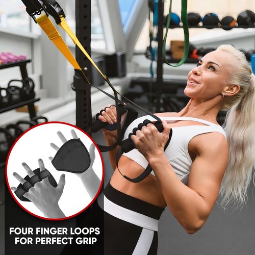 Stealth Sports Weight Lifting Gym Grip Pads Non-Slip Neoprene Pull Up Bar Pads Substitute of Workout Gloves Prevents Callus Tears–Calisthenics Fitness Weightlifting Grip Gloves (4 Loop)