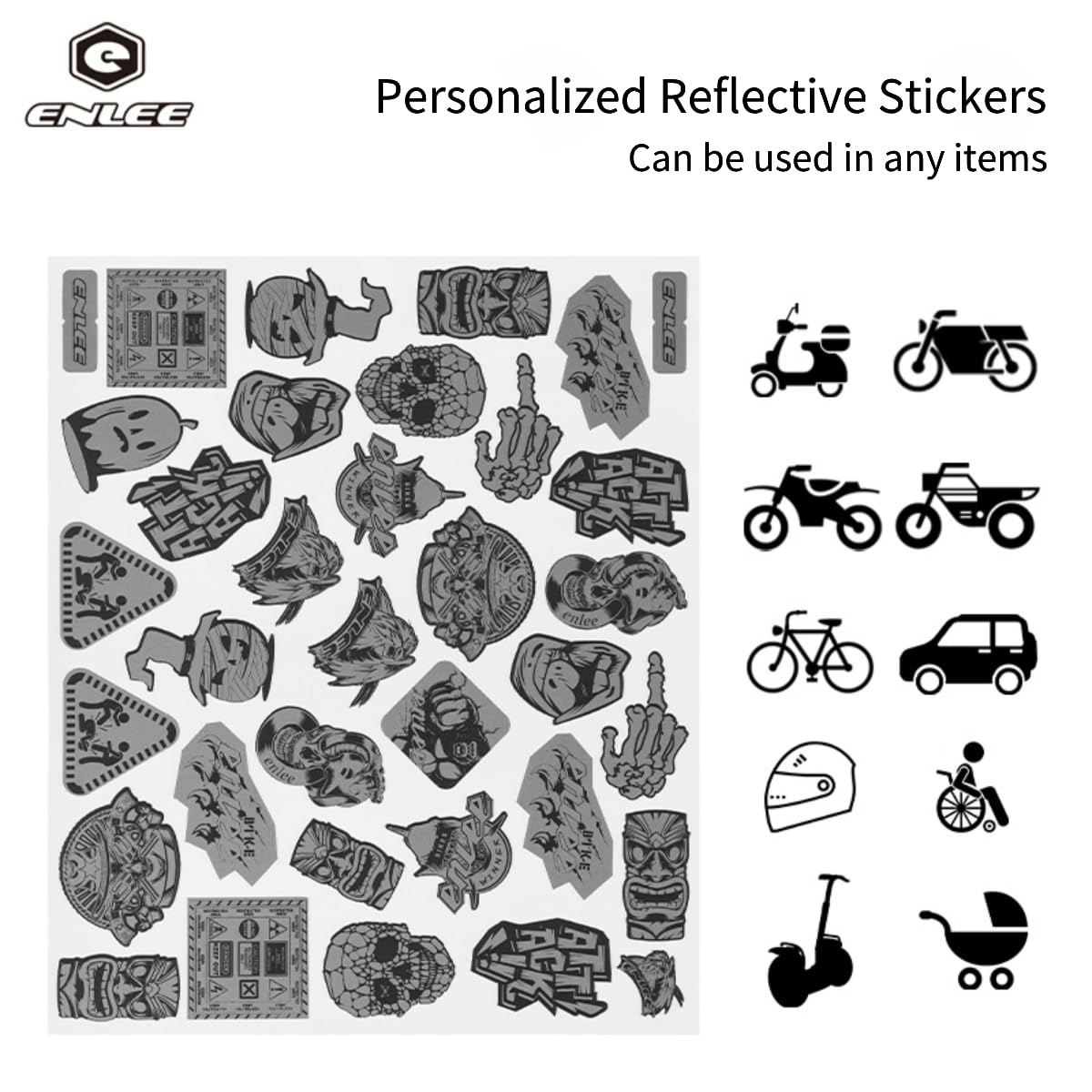ENLEE Bicycle Reflective Stickers for Enhanced Safety - Bike Wheel Reflectors and Bicycle Stickers for Maximum Visibility (DIY Reflective Sticker)