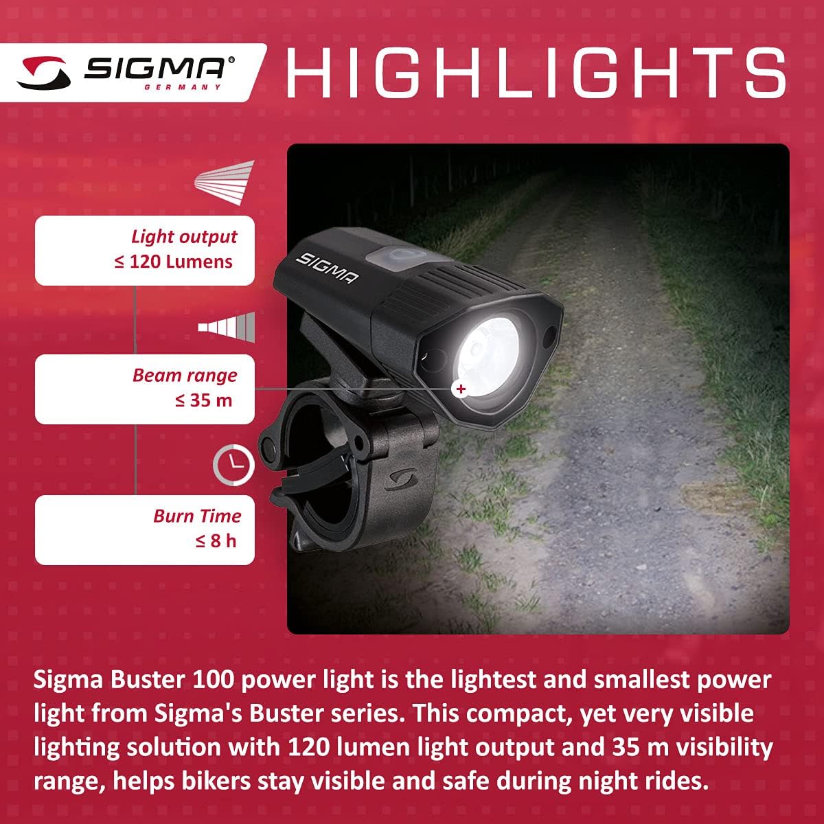 Sigma Sport Buster 100 HL LED Helmet Light
